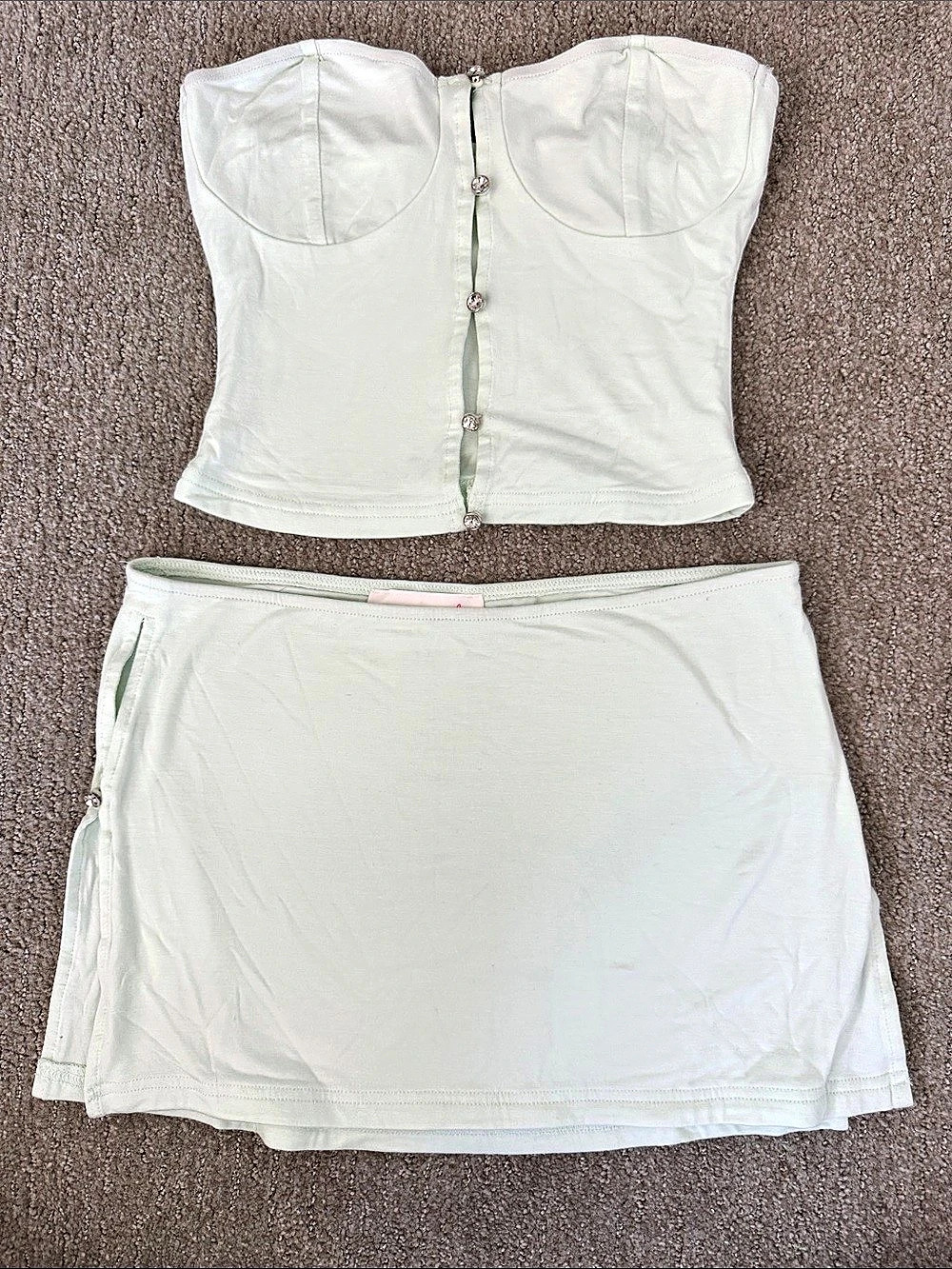 new pink Sage Green Skirt Set